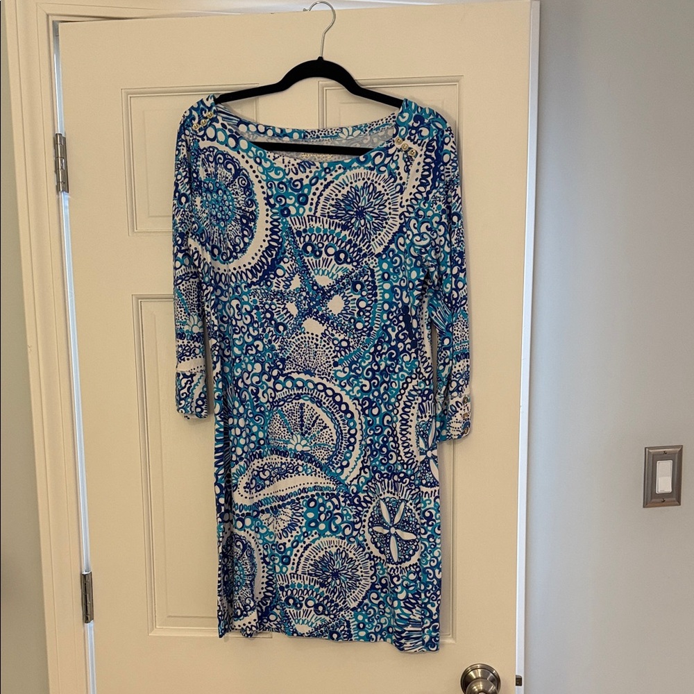 Lilly Pulitzer Vibrant Blue and White Long Sleeve Dress